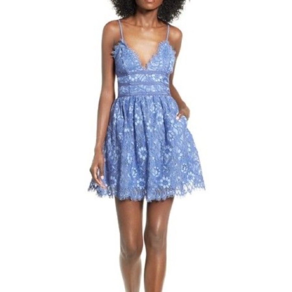 NBD Blue Lace Mini Dress Size M